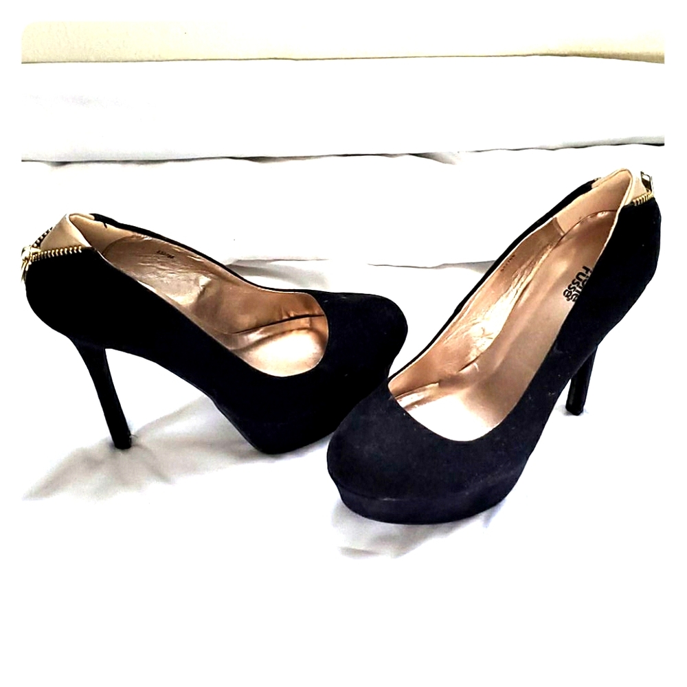 Black Suede Platform Stiletto Heel